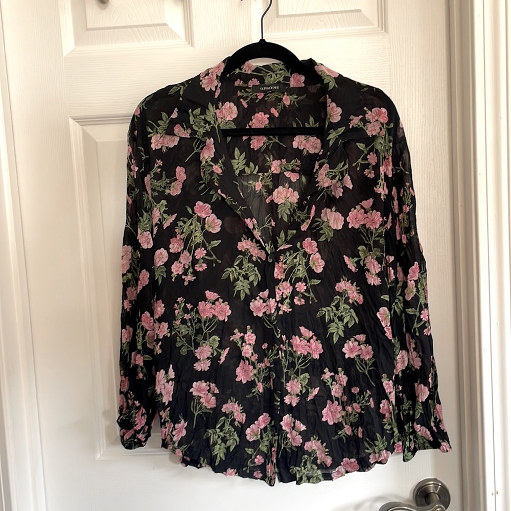 Floral button down top
